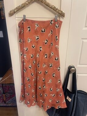 Floral elastic Waist Midi Skirt in Rebecca Taylor xl